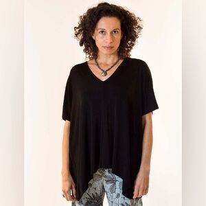 Bryn Walker Baxter Tunic Top Black Oversized V-Neck Size Small